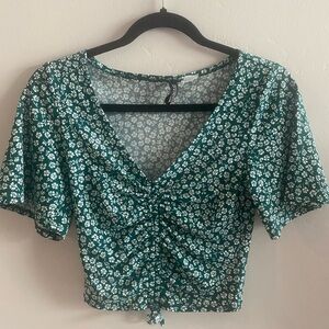 Divided Green Floral Blouse